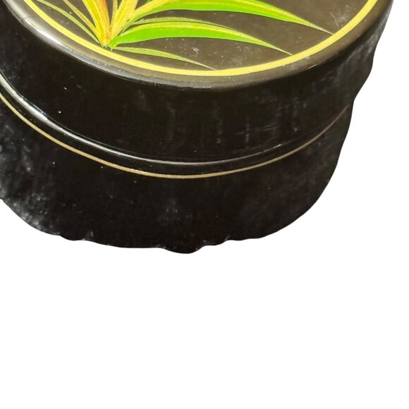 Hand-Painted Floral Black Lacquer Trinket Boxes Set Of 2 With Lids - Decorative - Picture 3 of 7